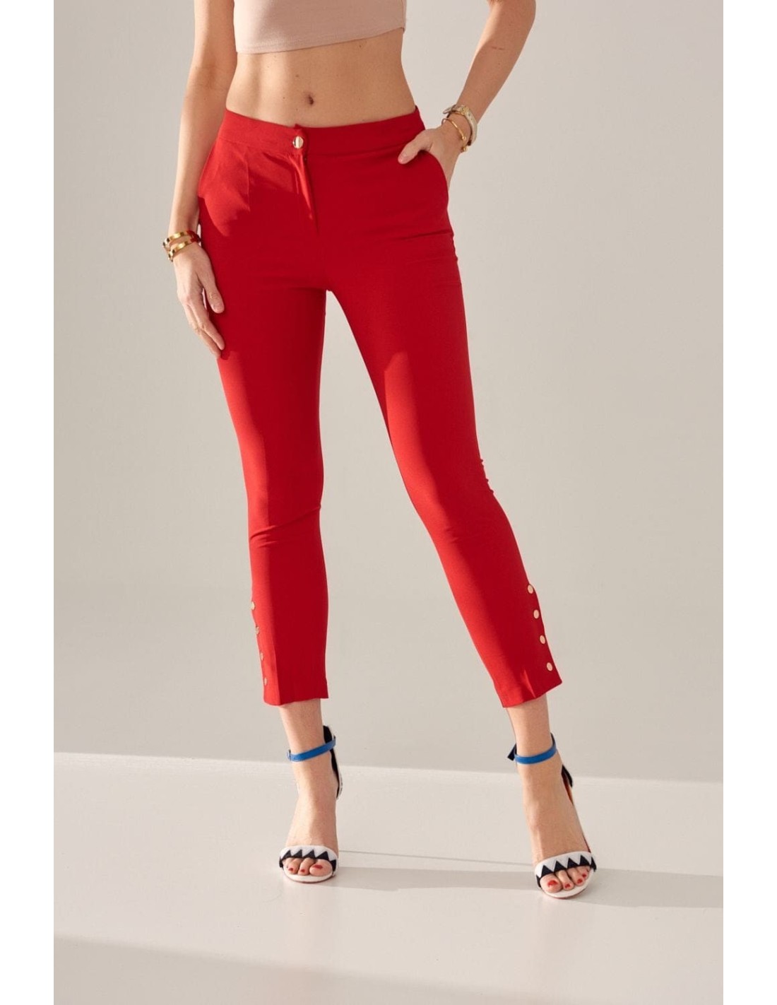 Elegant red cigarette pants PR01810 - Online store - Boutique